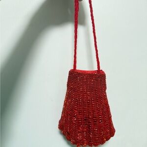 April Cornell Red Beaded Clutch